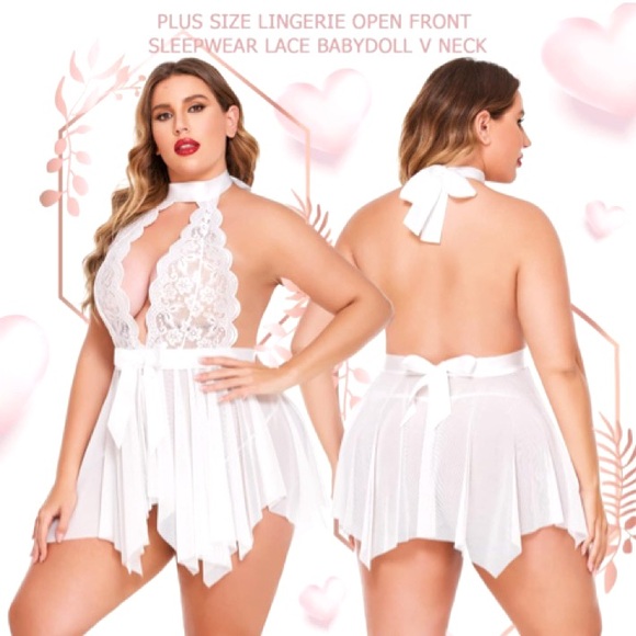 AVIDLOVE Plus Size Babydoll High Waist Teddy Chemise Floral Lace Lingerie Sz 18W - Picture 5 of 11